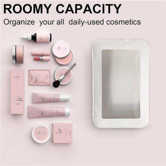 Clear TSA Approved Makeup Bag Travel Toiletry Organizer Waterproof Zipper - Picture 4 of 7